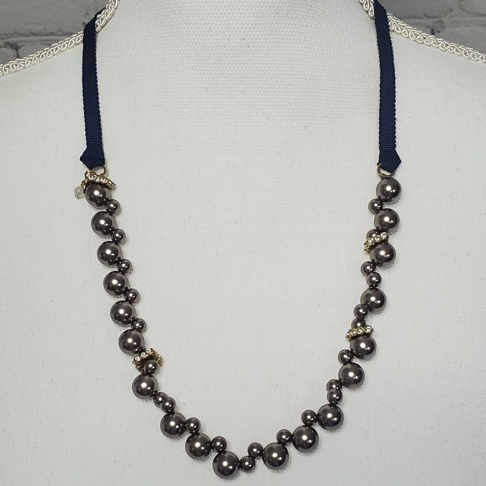 CrewCuts J. Crew Navy Ribbon Pearl Necklace